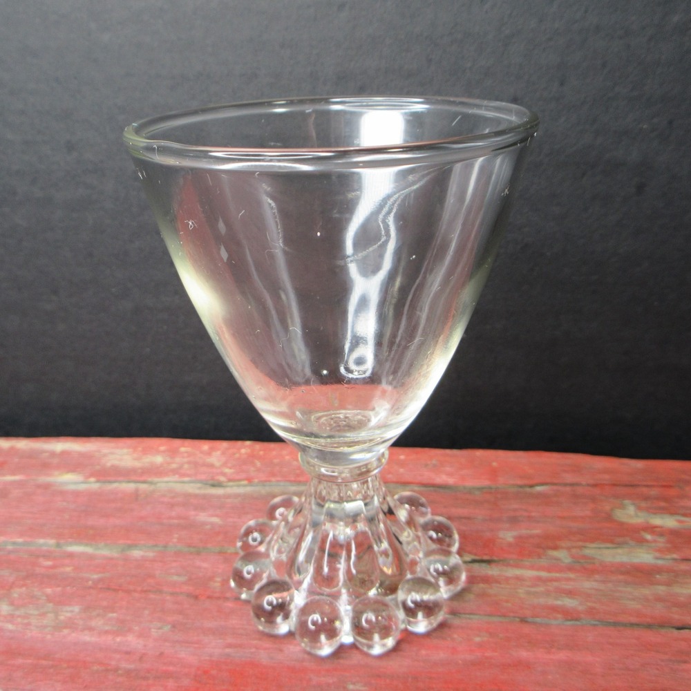 Vintage Clear Glass Footed Dessert Cup Sherbet Compote Hobnail Bubble Base 4"
